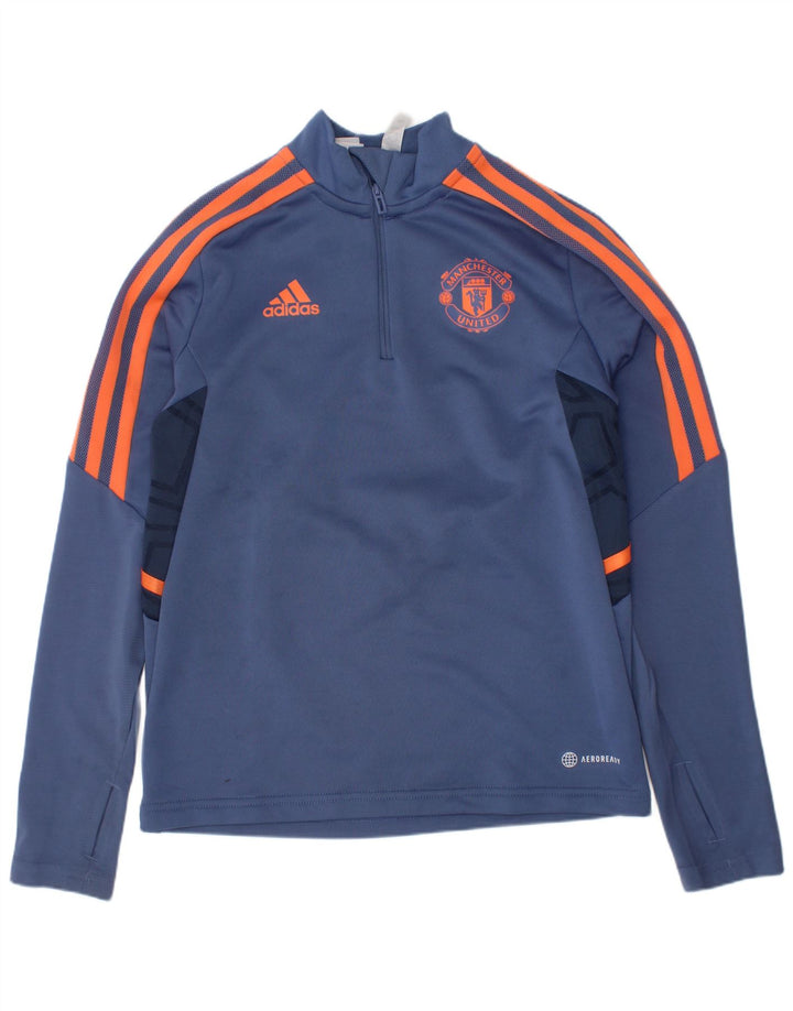 Adidas Jungen Manchester United Pullover-Trainingsanzug-Oberteil, 9–10 Jahre, Blau