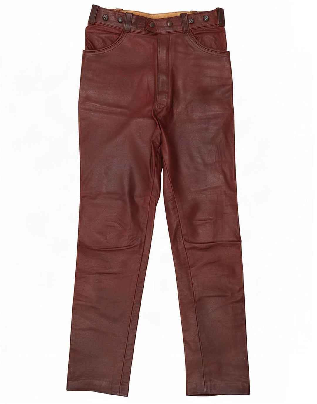 Vintage Damen Gerade Lederhose W28 L30 Braun
