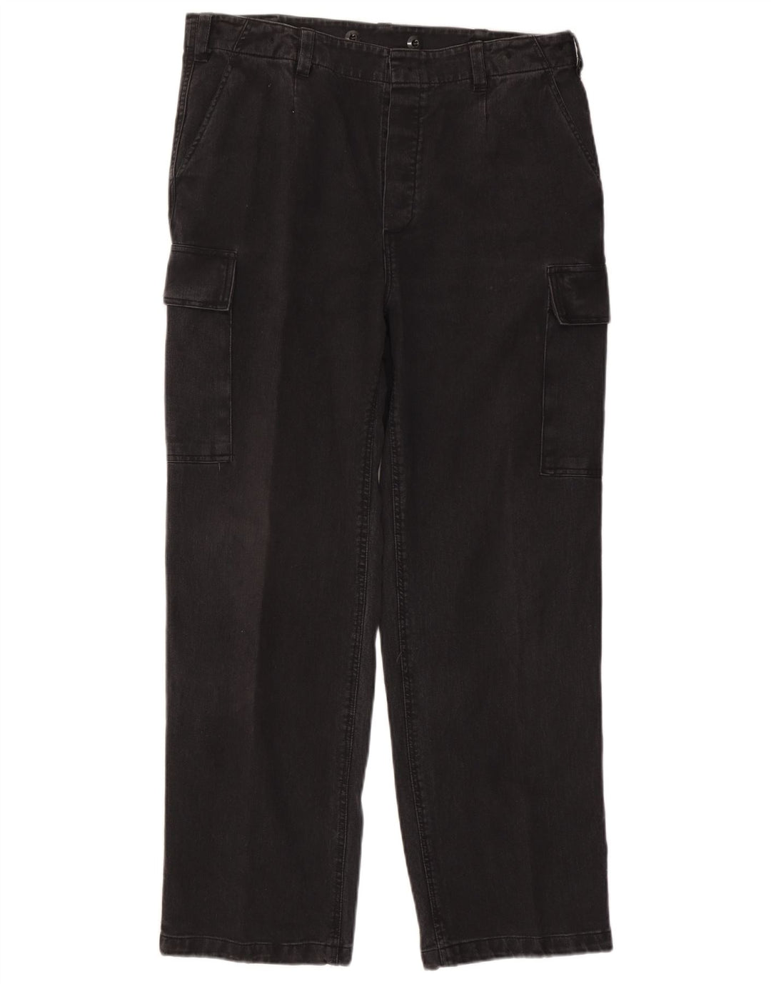 Vintage Herren Straight Cargo Hose W36 L30 Schwarze Baumwolle