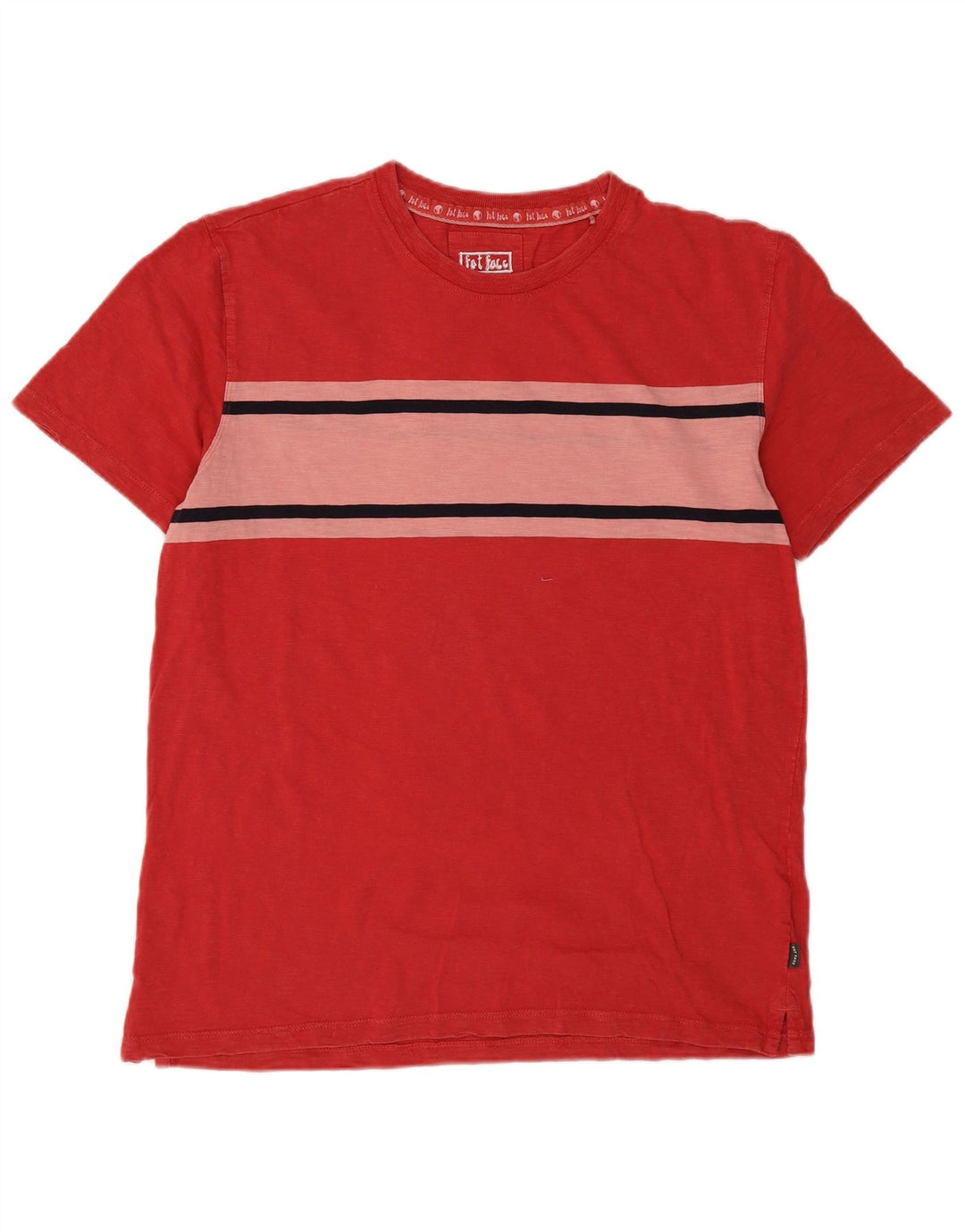 Fat Face Herren-T-Shirt-Oberteil, groß, rot, Colourblock-Baumwolle
