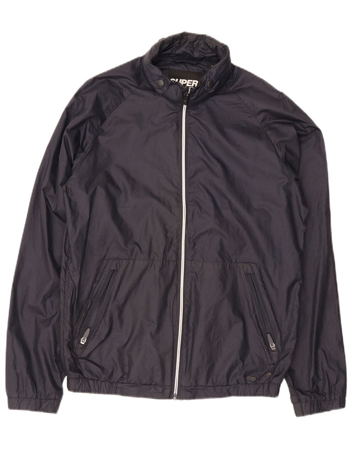 Superdry Herren Regenjacke UK 34 XS Marineblaues Nylon