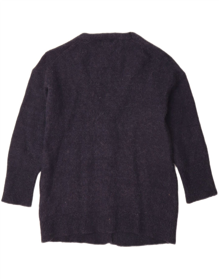 Massimo Dutti Damen Strickjacke Pullover UK 10 Small Marineblau Polyamid