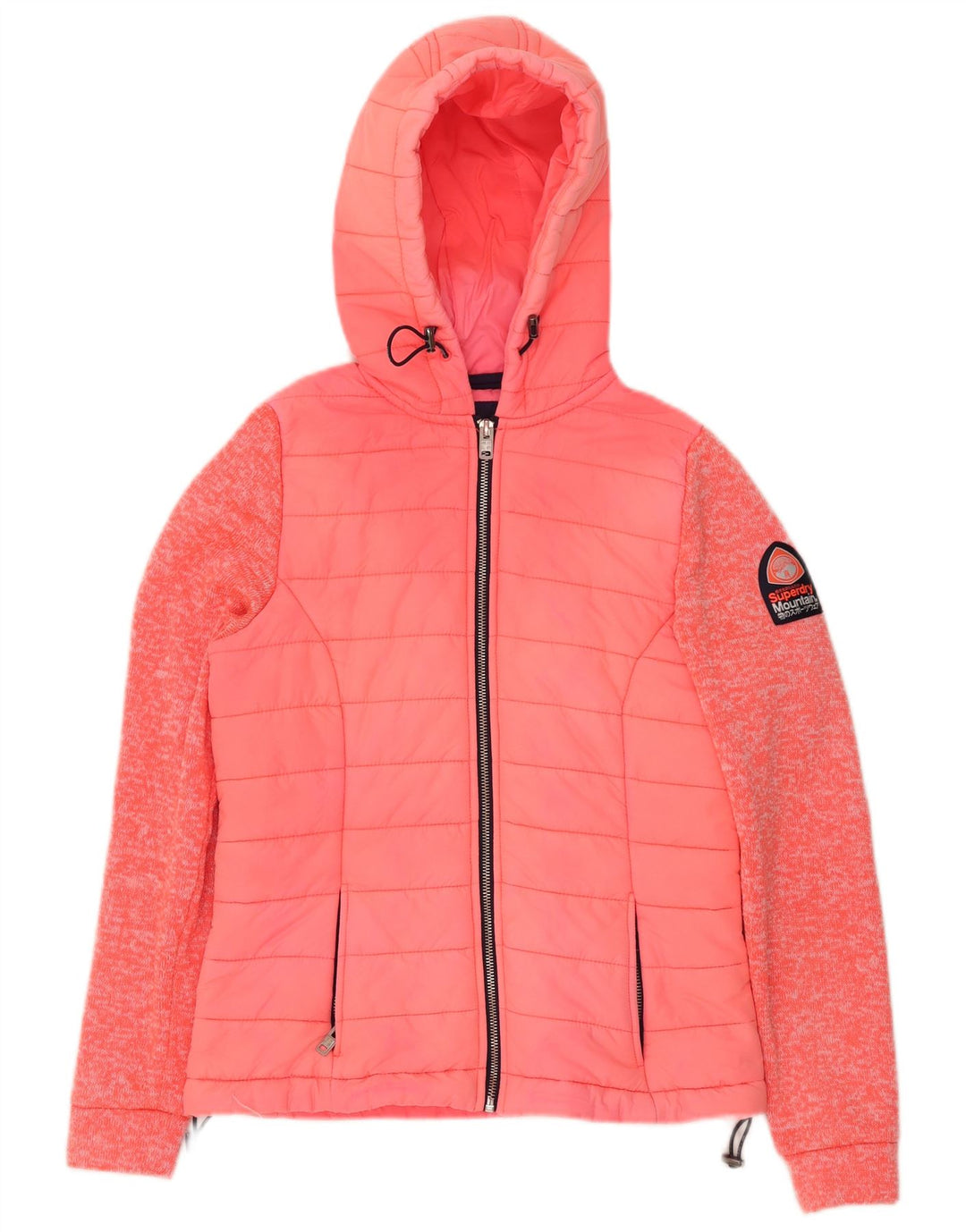 SUPERDRY Womens Hooded Padded Jacket UK 10 Small Pink Polyester