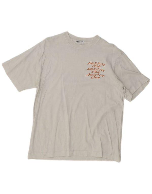Zara Womens Graphic T-Shirt Top UK 16 Large White