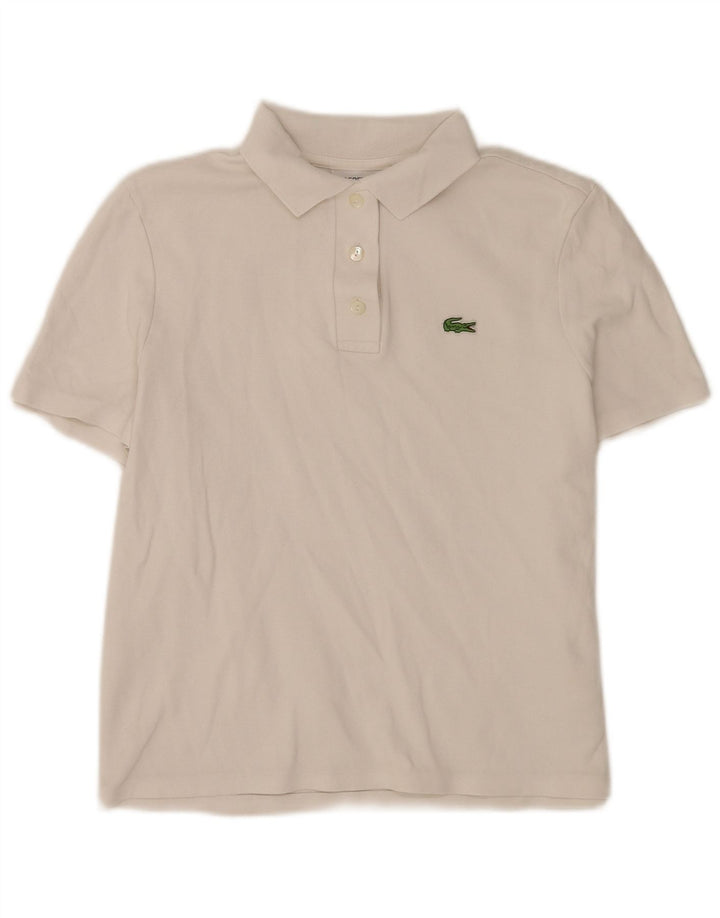 Lacoste Damen-Poloshirt mit normaler Passform, Größe 40, mittelweiße Baumwolle