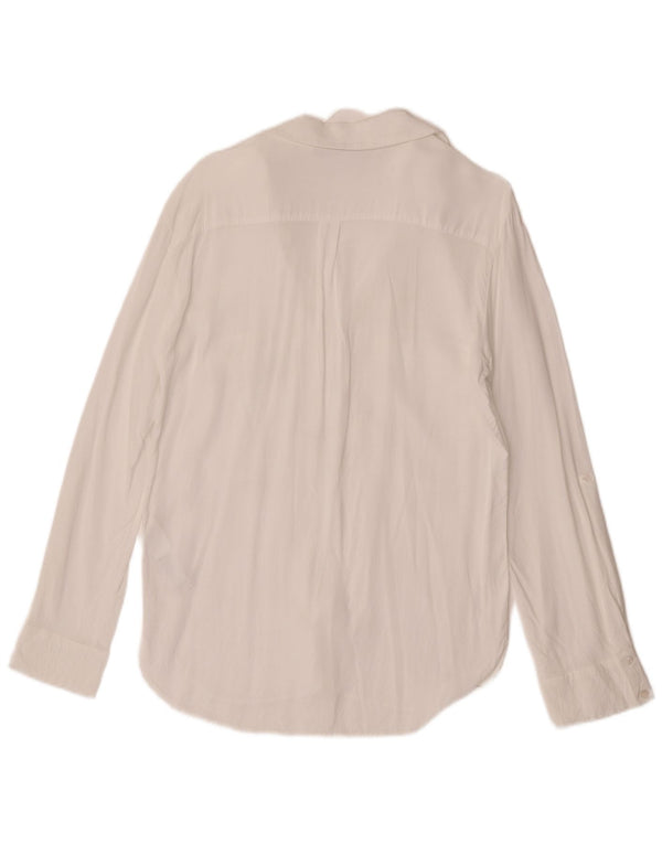 Zara Damen Hemdbluse UK 12 Mittelweiße Viskose
