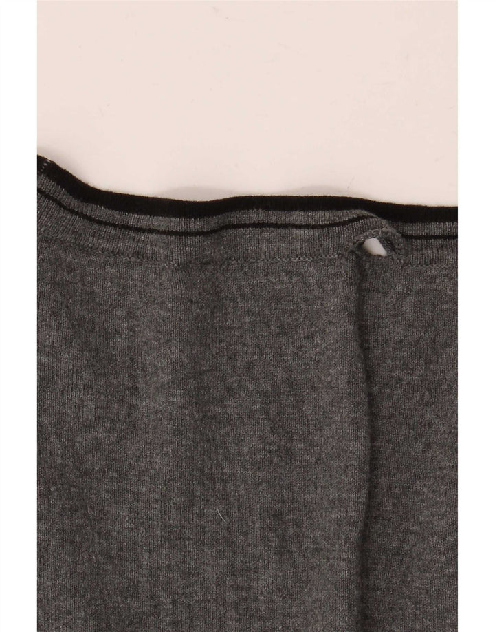 Zara Herren-Strickjacke, groß, grau gestreift, Baumwolle