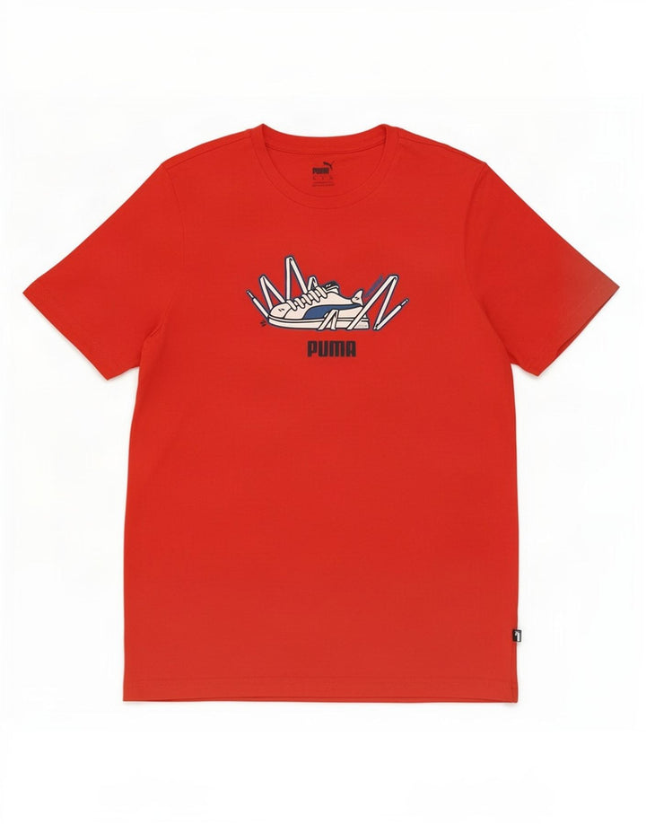 Puma Herren Grafik-T-Shirt-Oberteil aus mittelroter Baumwolle