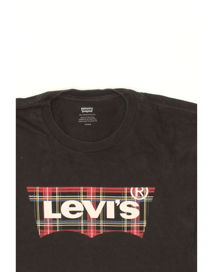 LEVI'S Mens Graphic T-Shirt Top Medium Black Cotton Vintage Levi's and Second-Hand Levi's from Messina Hembry 