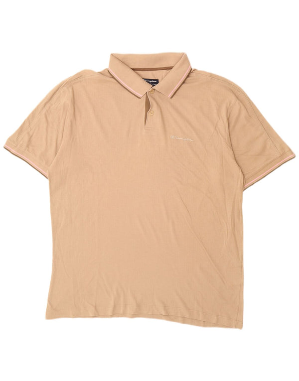 CHAMPION Mens Polo Shirt 2XL Beige Cotton