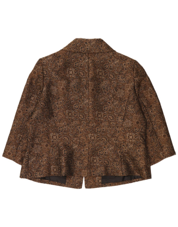 Tahari Damen-Blazerjacke mit 3/4-Ärmeln und 3 Knöpfen, US 16, 2XL, Braun, Paisleymuster