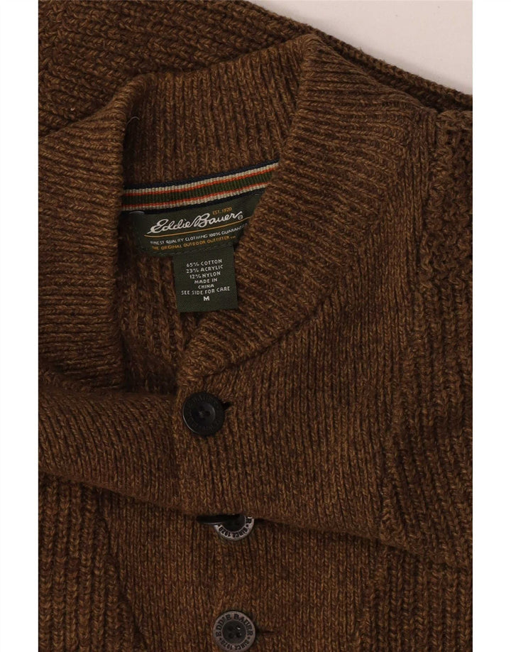 Eddie Bauer Herren-Pullover mit Knopfkragen, mittelbraun gefleckt