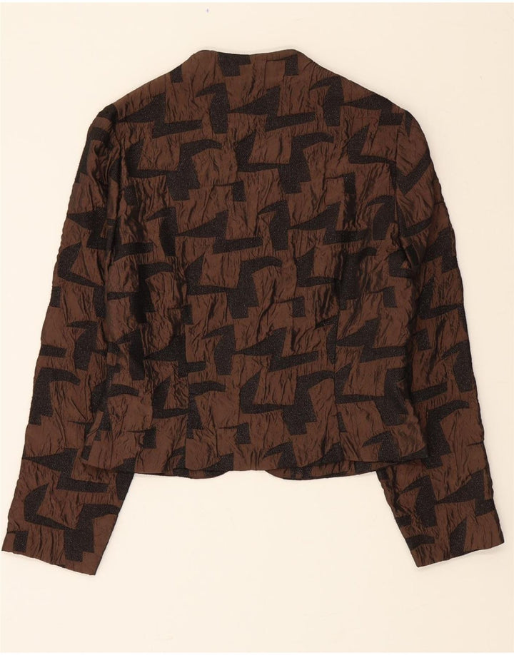 VINTAGE Womens Abstract Pattern 3 Button Blazer Jacket UK 12 Medium Brown Vintage Vintage and Second-Hand Vintage from Messina Hembry 