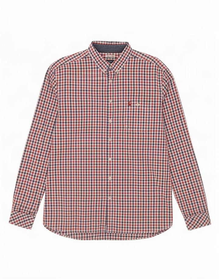 Joules Herren-Hemd mit klassischer Passform, großes rotes Gingham-Baumwolle