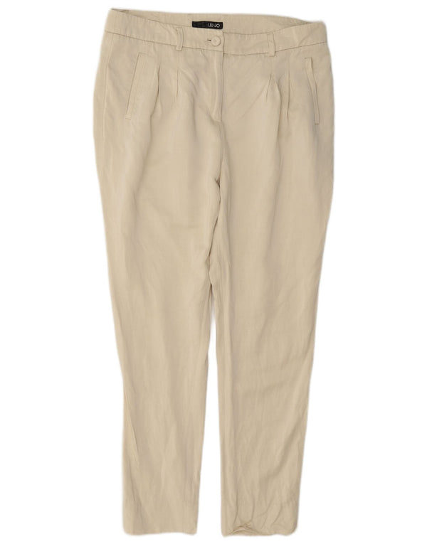 Liu Jo Damen-Chinohose mit hoher Taille, schmaler Passform, Größe 42, Mittel W32 L27, Beige