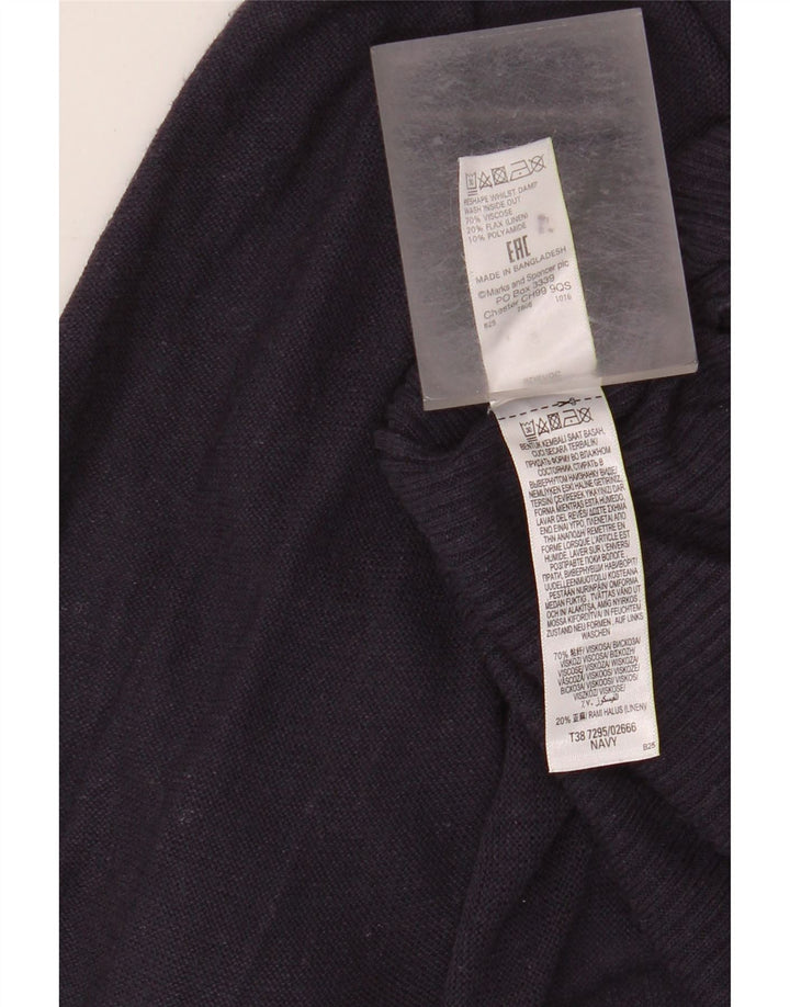 MARKS & SPENCER Damen Longline-Cardigan-Pullover UK 10 Small Marineblau