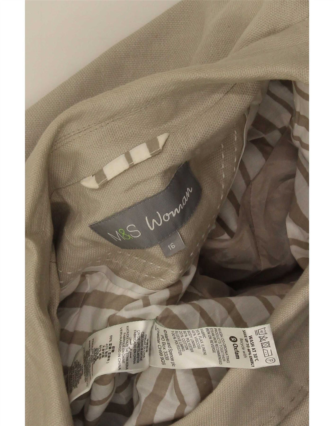 Marks & Spencer Damen-Blazer mit 3 Knöpfen, Gr. 16, Grün, Flachs