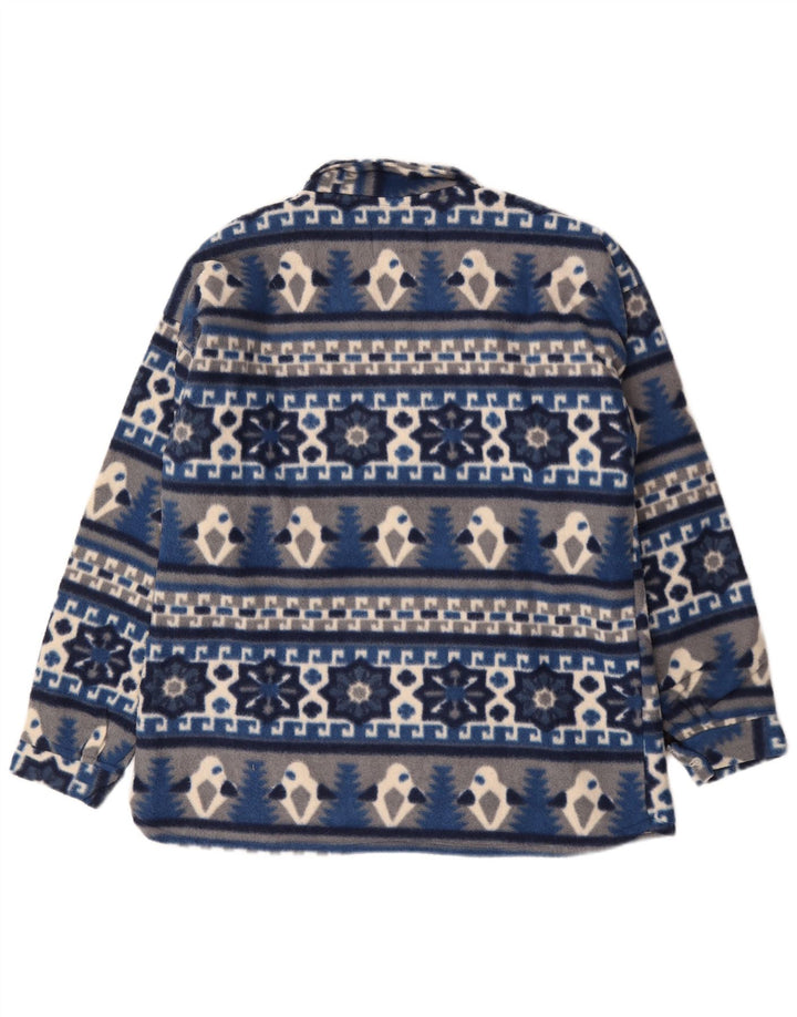 Vintage Herren Lumberjack Flanellhemd XL Blau Fair Isle Polyester