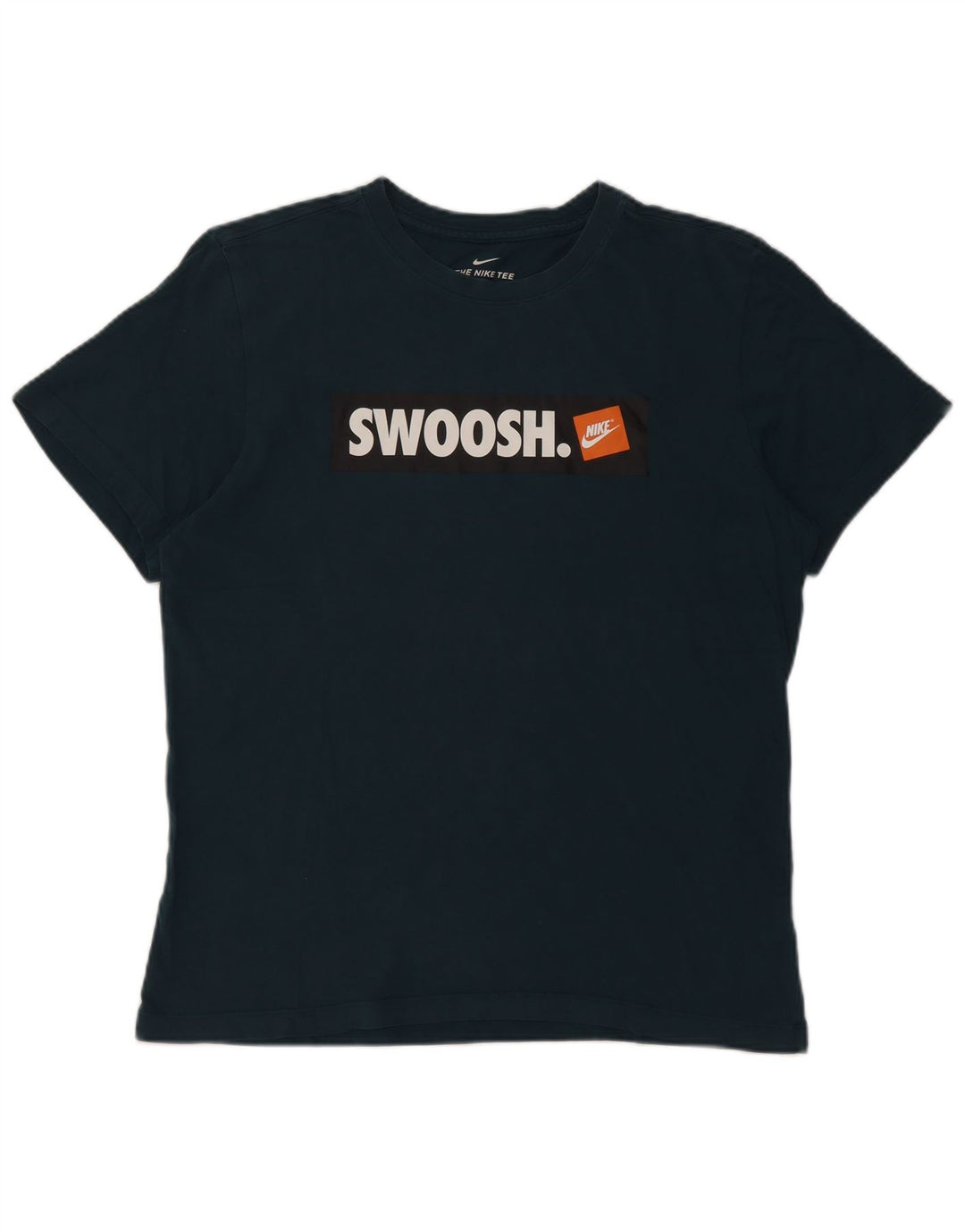Nike Herren-T-Shirt mit Swoosh-Grafik, mittelblaue Baumwolle