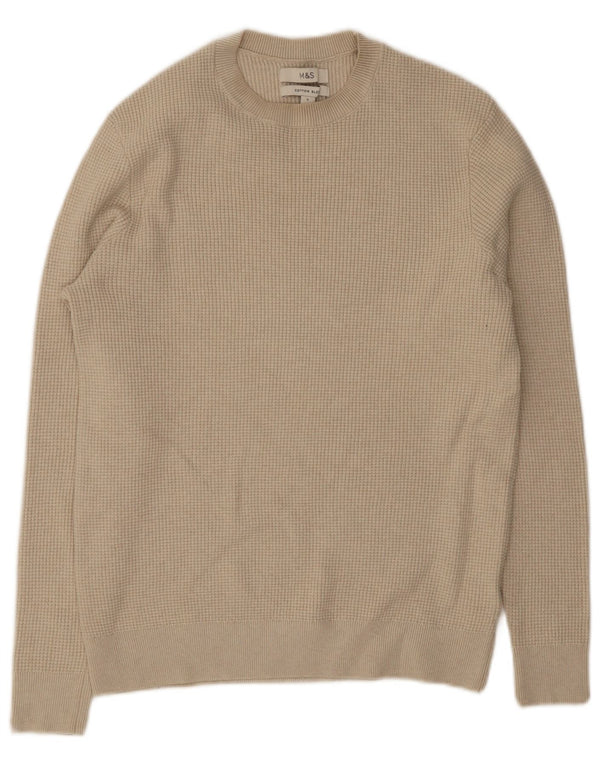 Marks & Spencer Herren-Pullover mit Rundhalsausschnitt, Größe S, beige, Polyester
