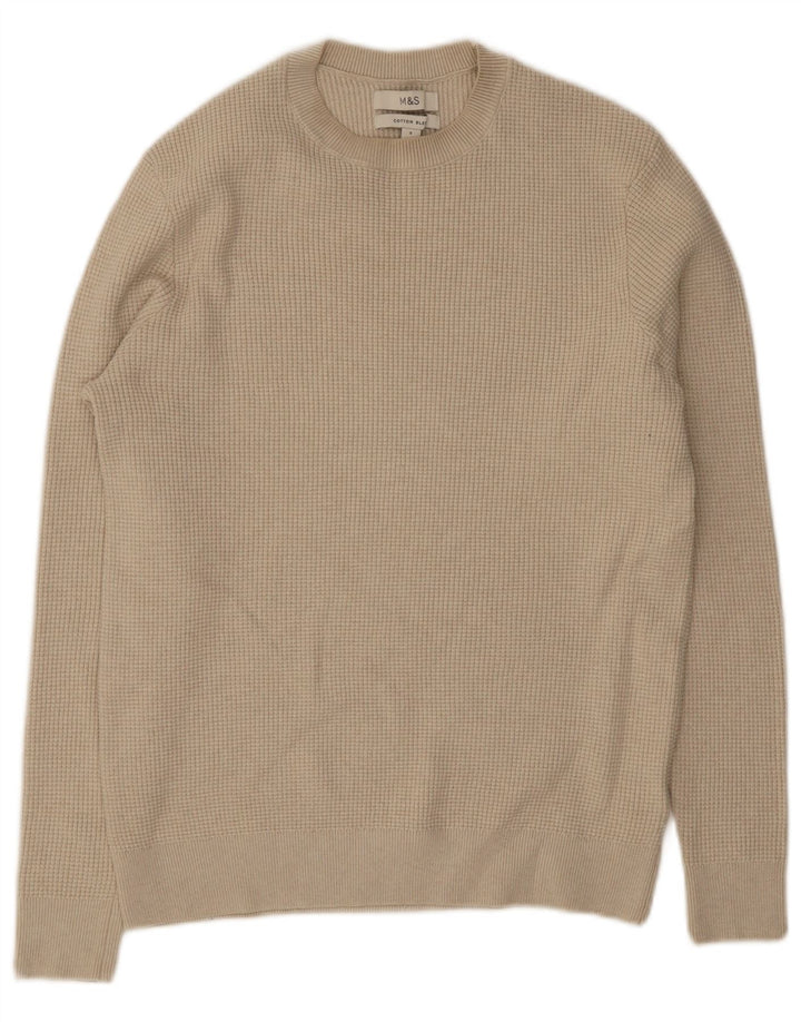 Marks & Spencer Herren-Pullover mit Rundhalsausschnitt, Größe S, beige, Polyester