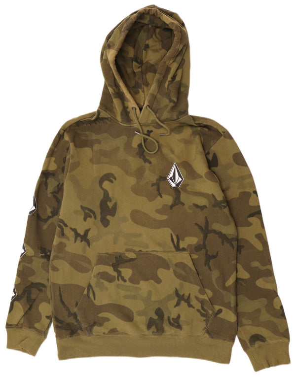 Volcom Mens Graphic Hoodie Jumper Medium Khaki Camouflage Cotton