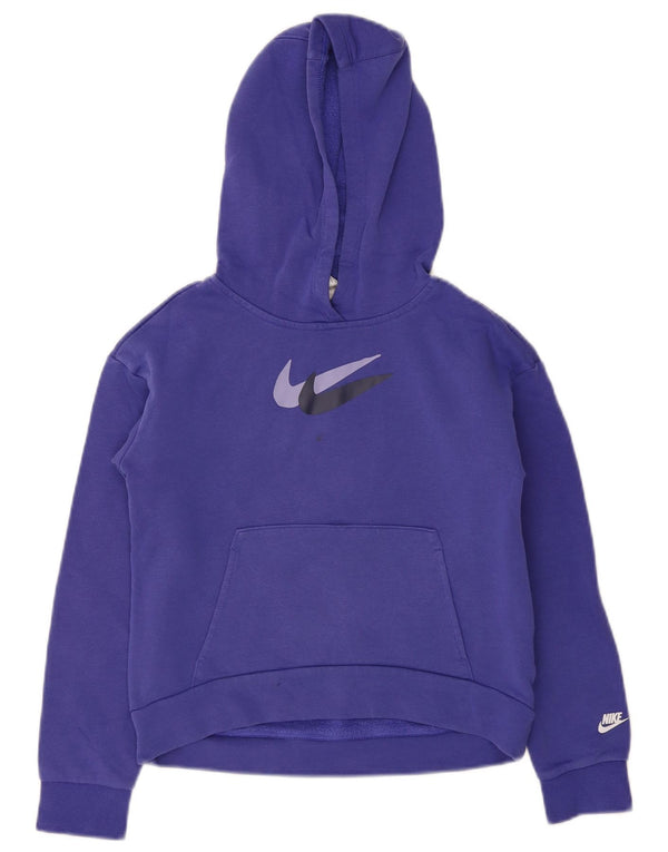 Nike Mädchen-Kapuzenpullover mit Grafik, 10–11 Jahre, mittelviolette Baumwolle