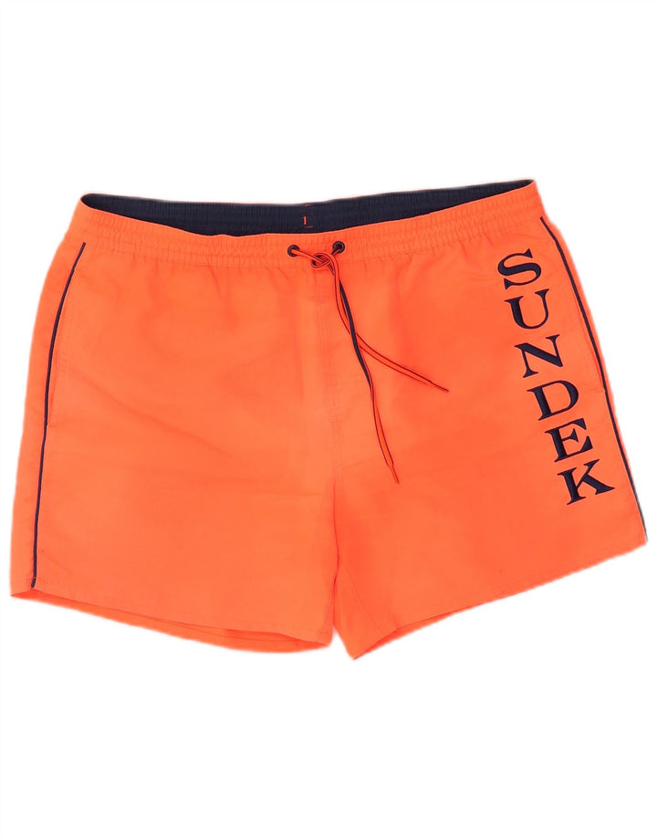 SUNDEK Herren-Badeshorts mit Grafik, XL, Orange, Polyester