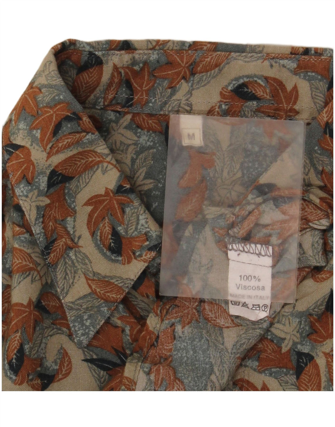 Vintage Herrenhemd Mittelbeige Viskose mit Blumenmuster