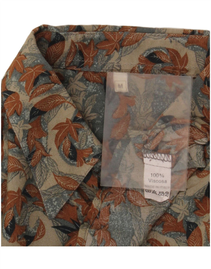 Vintage Herrenhemd Mittelbeige Viskose mit Blumenmuster
