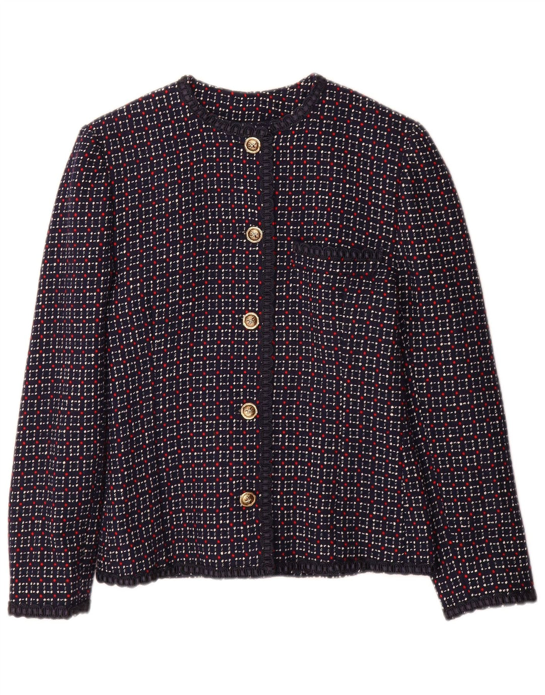 Vintage Damen 5-Knopf-Blazerjacke UK 10 Small Navy Blue Check