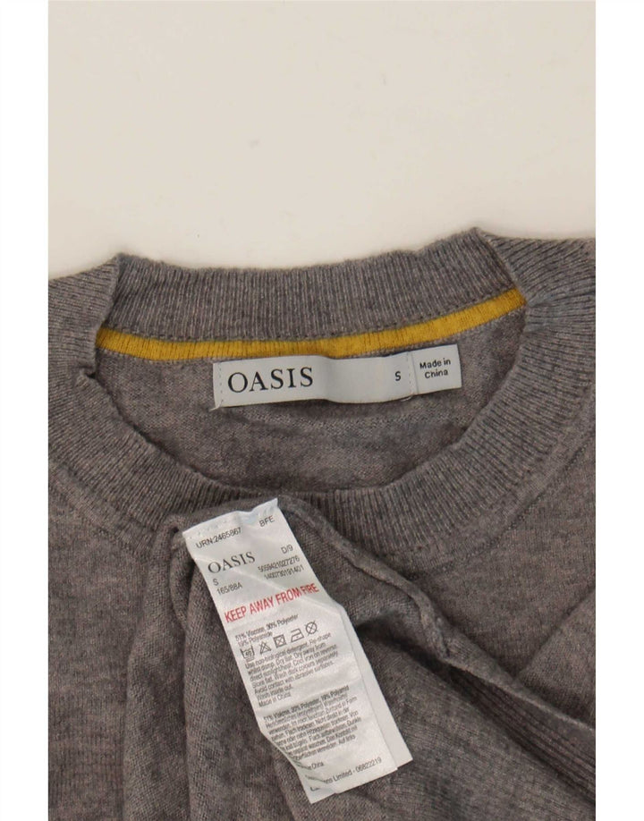 Oasis Damen-Pullover mit Grafik, übergroß, Rundhalsausschnitt, Gr. 10, Größe S, Grau
