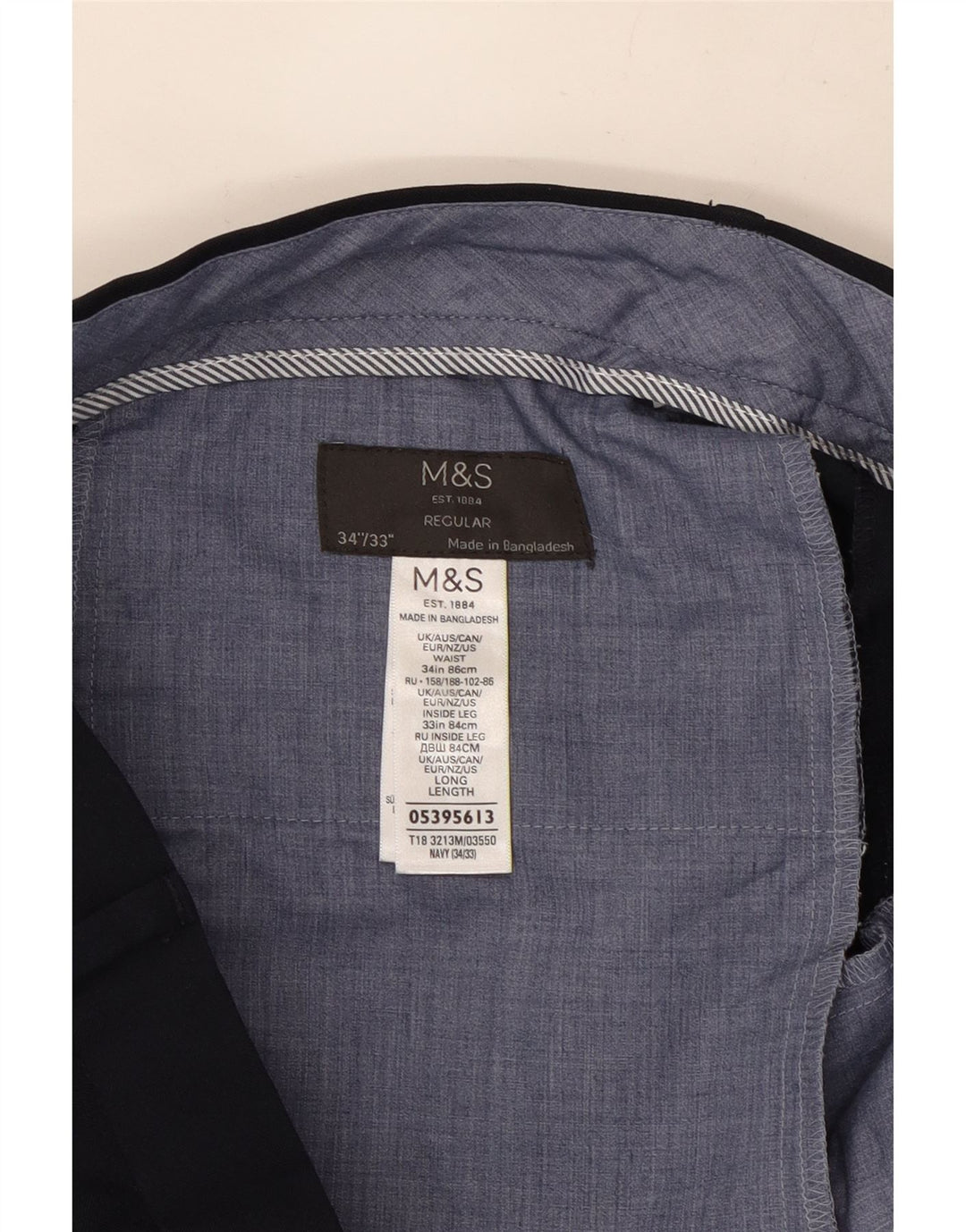 Marks & Spencer Herren-Anzughose, gerade, normal, W34 L33, Marineblau