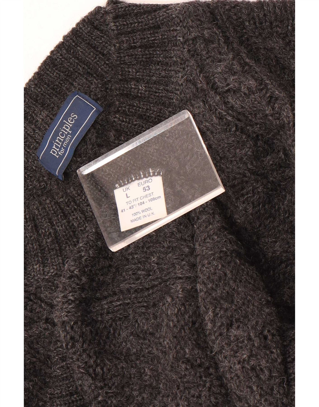 Principles Herren-Pullover mit Rollkragen, groß, aus grauer Wolle