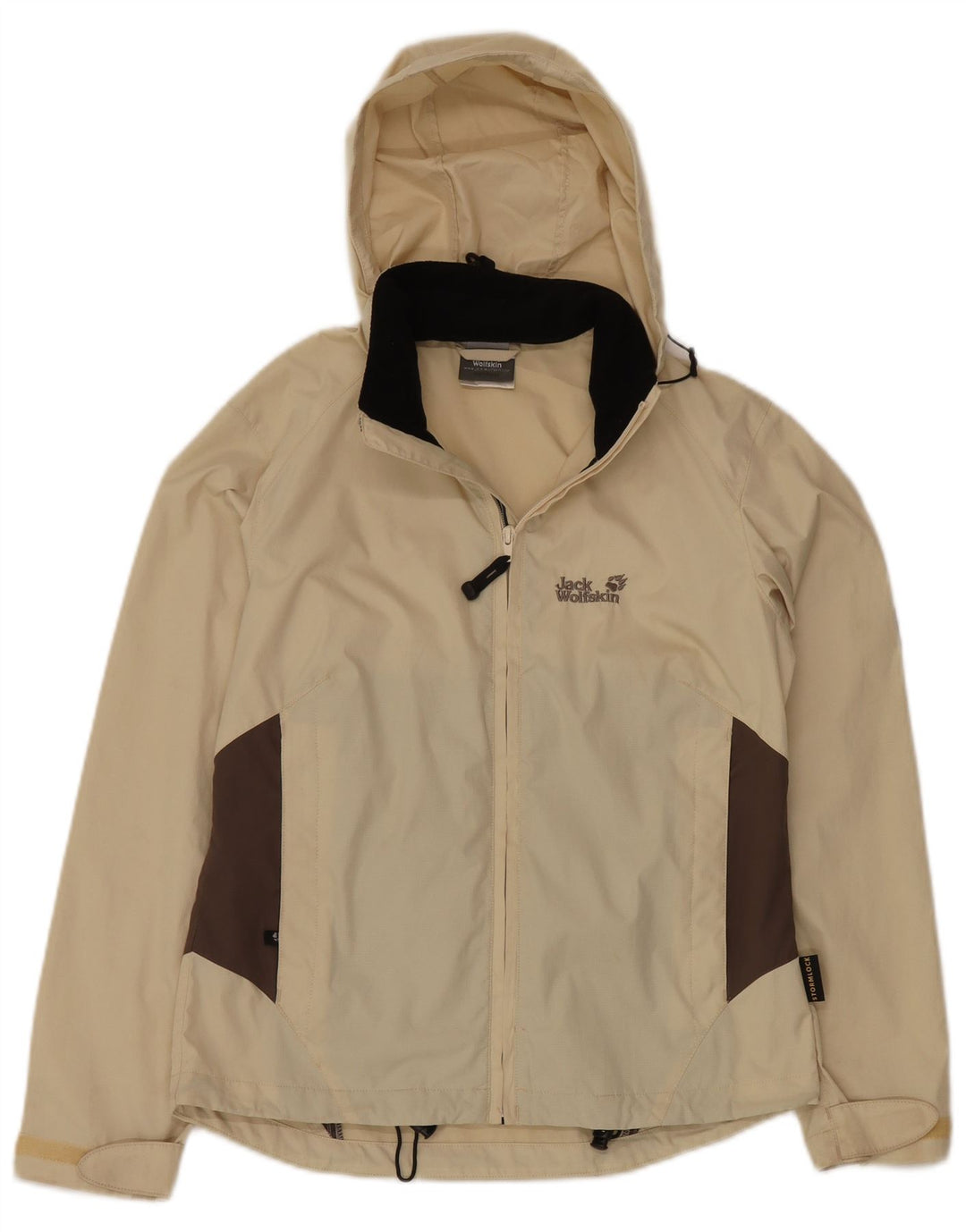 JACK WOLFSKIN Damen Übergroße Regenjacke UK 10 Small Beige Colourblock