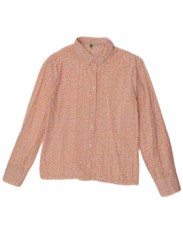 Benetton Damen-Hemd UK 12 Mittelorange geblümt
