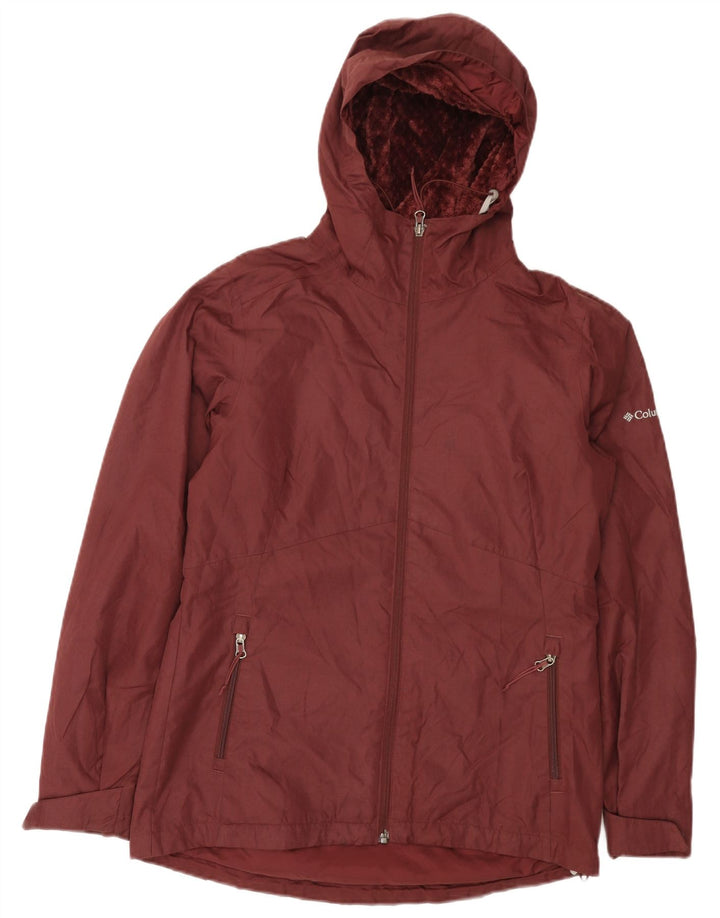 COLUMBIA Damen-Windbreaker-Jacke mit Kapuze, übergroß, Gr. 10, klein, Burgunderrot