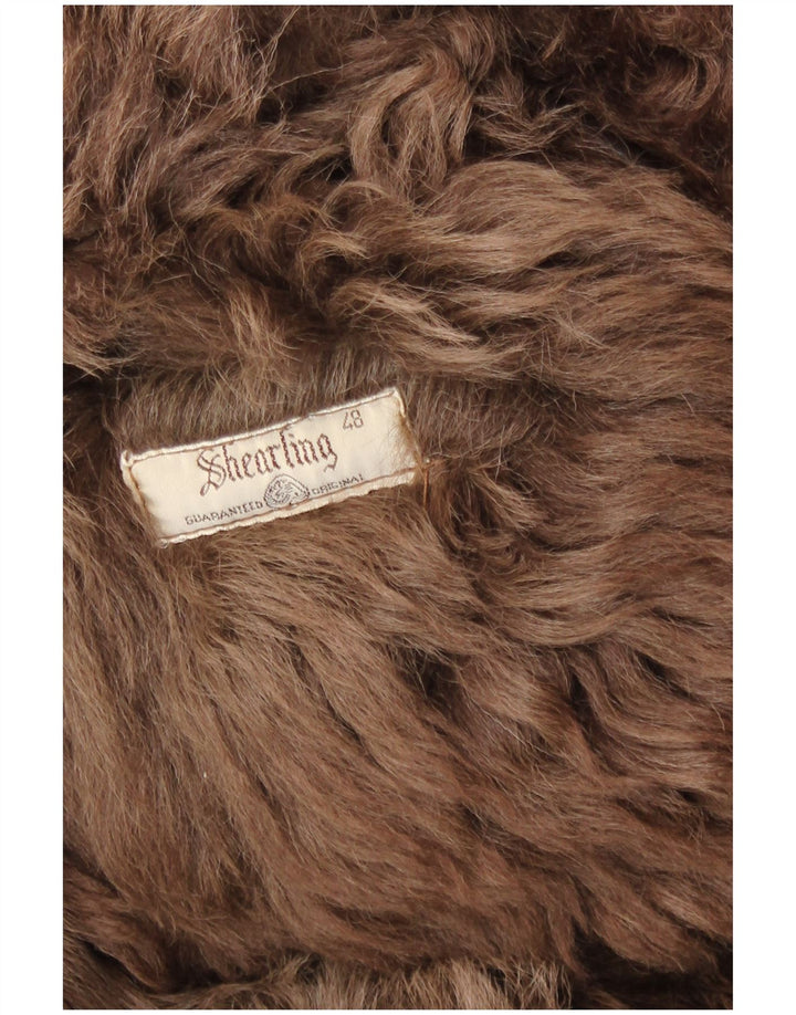 Shearling Damen-Shearling-Mantel IT 48 XL Braunes Shearling