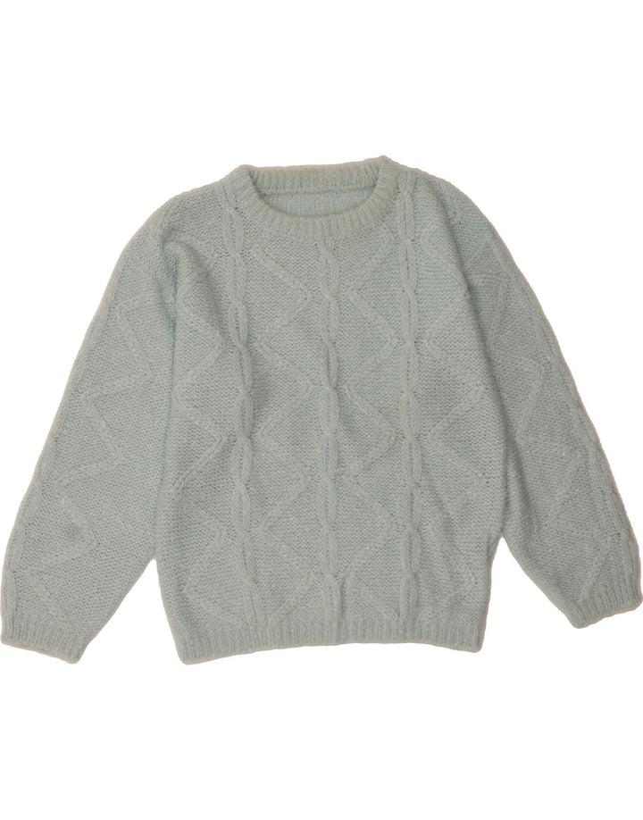 VINTAGE Womens Boat Neck Jumper Sweater IT 40/42 Medium Blue Polyacrylic Vintage Vintage and Second-Hand Vintage from Messina Hembry 