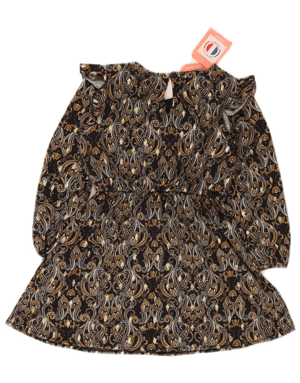Naf Mädchen-Langarmkleid in A-Linie, 3–4 Jahre, schwarzes Paisley-Polyester
