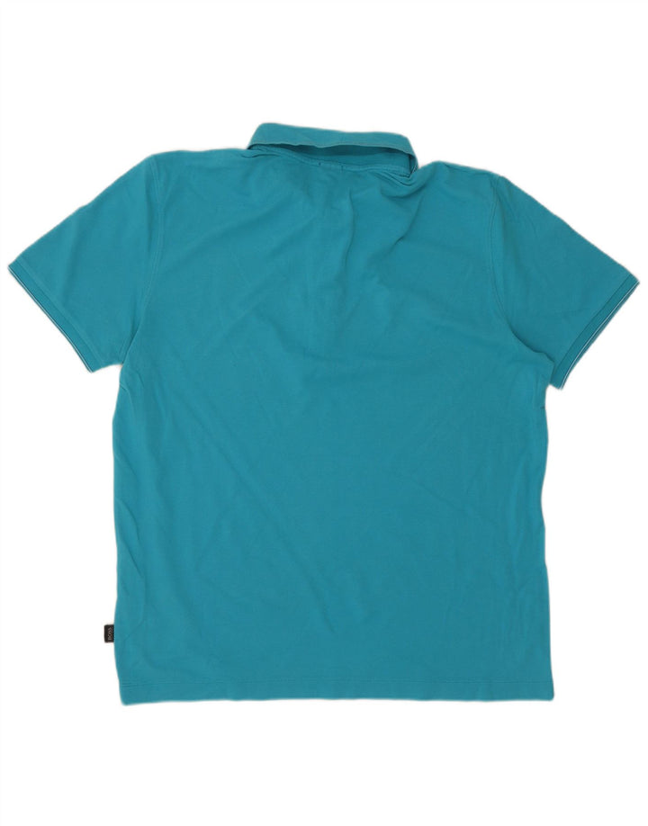 Hugo Boss Herren-Poloshirt mit normaler Passform, XL, blaue Baumwolle