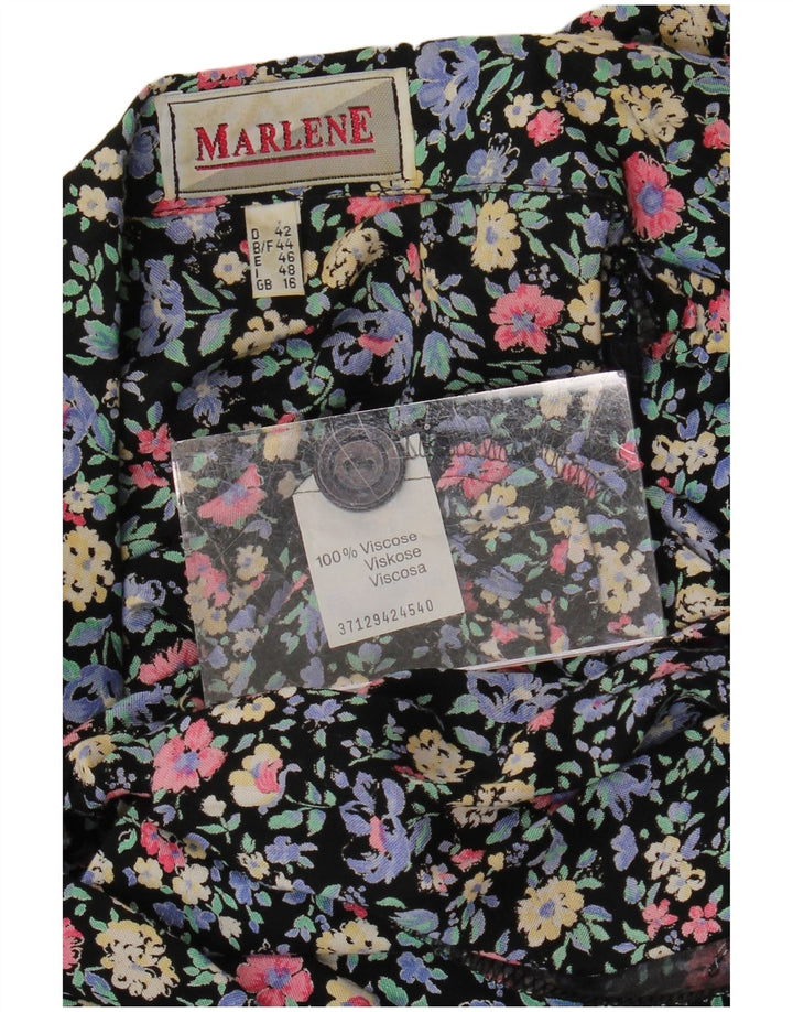 VINTAGE Damen Overall UK 16 Große bunte Viskose mit Blumenmuster