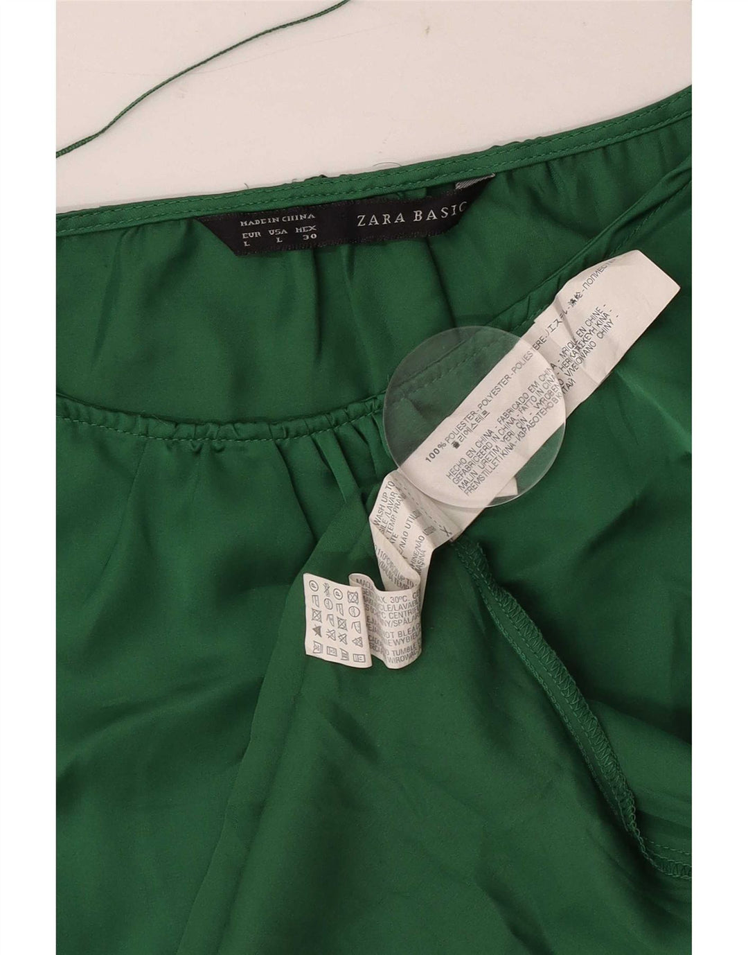 Zara Damen Blusenoberteil UK 14 Large Grün Polyester