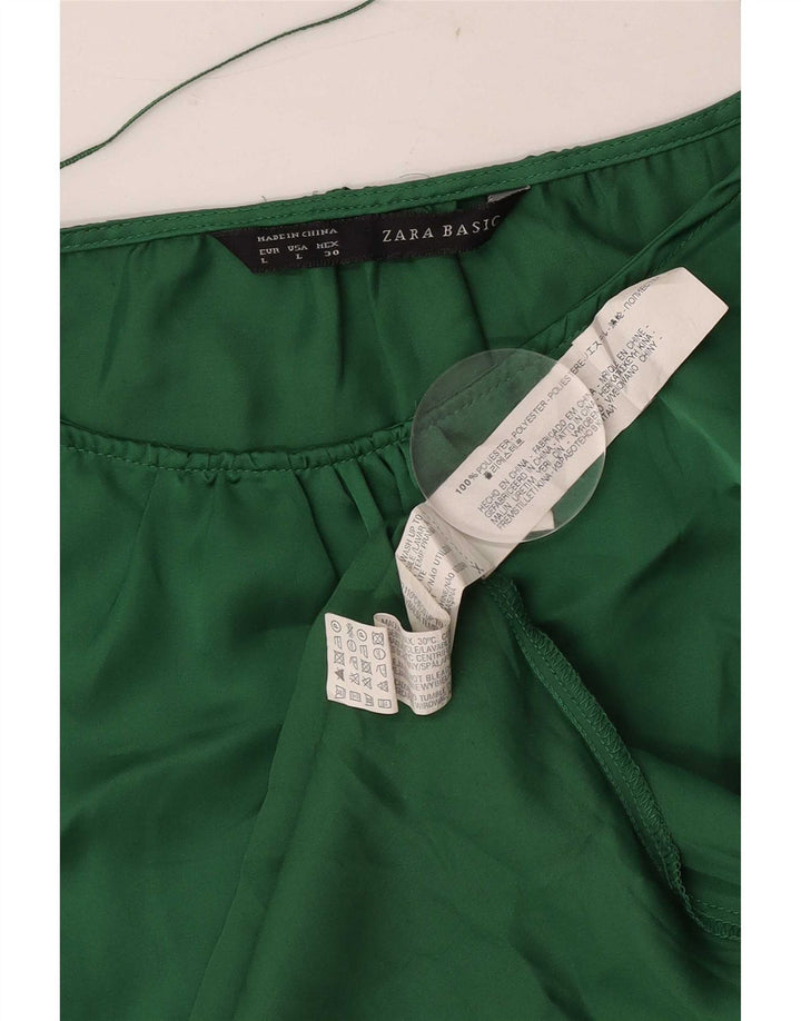 Zara Damen Blusenoberteil UK 14 Large Grün Polyester