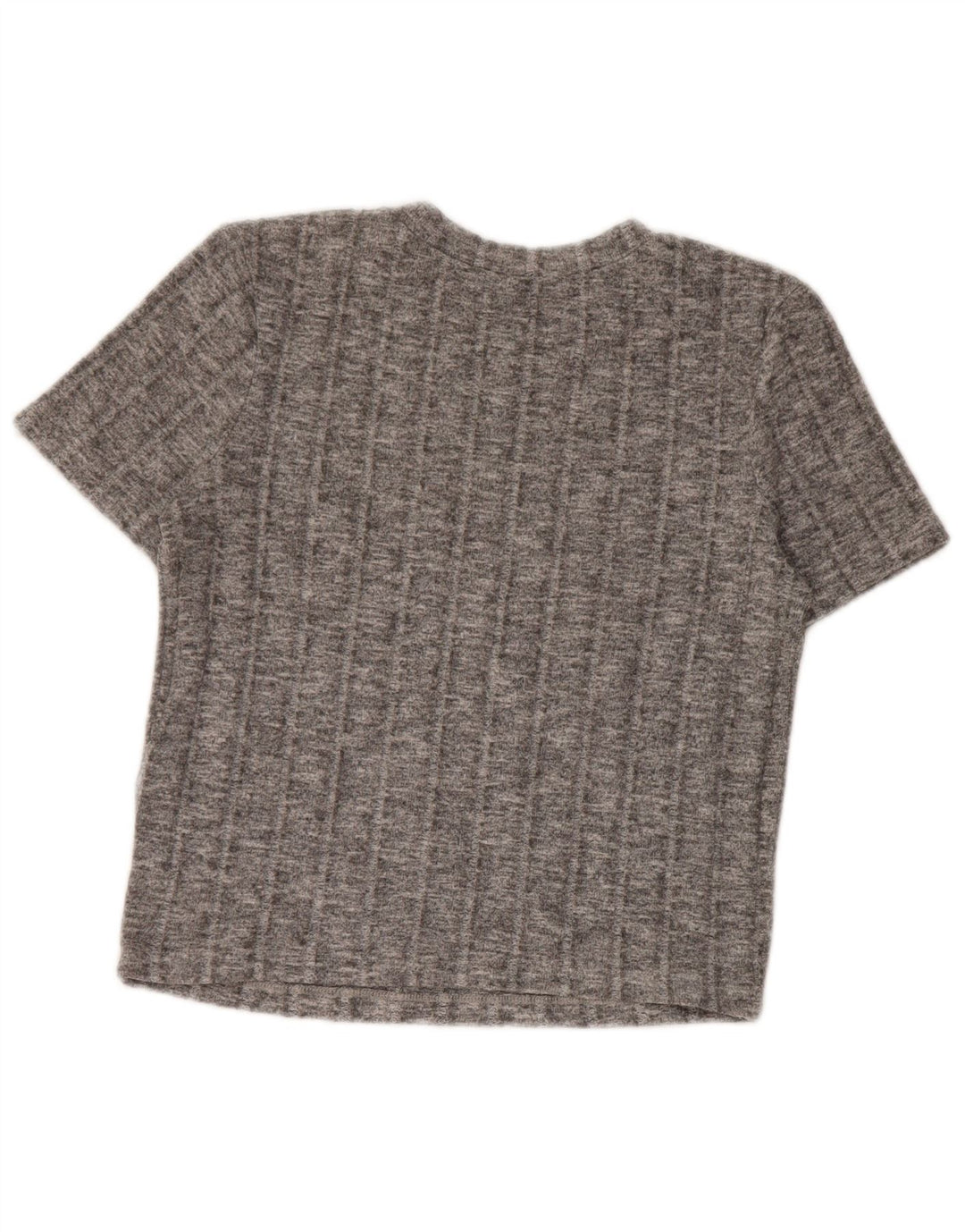 Zara Damen Crop T-Shirt Top UK 10 Small Grau geflecktes Polyester