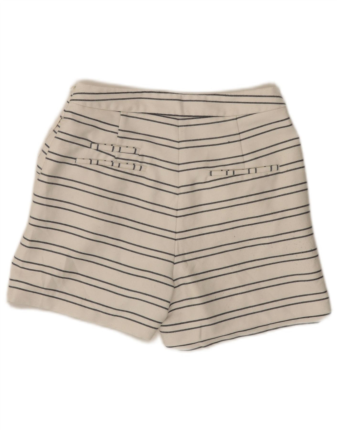 Zara Damen-Chinoshorts mit hoher Taille, Größe S, W26, weiß gestreift, Polyester