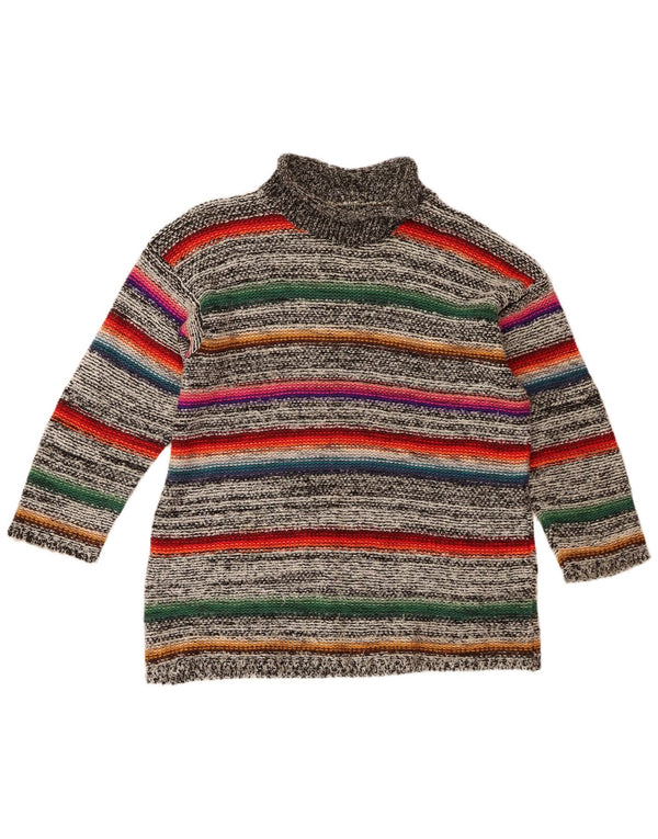 Vintage Womens Turtle Neck Jumper Sweater UK 16 Large Multicoloured Striped