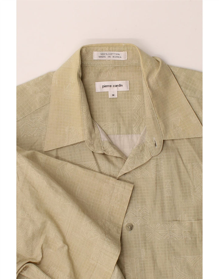 PIERRE CARDIN Mens Short Sleeve Shirt Medium Beige Check Cotton Vintage Pierre Cardin and Second-Hand Pierre Cardin from Messina Hembry 