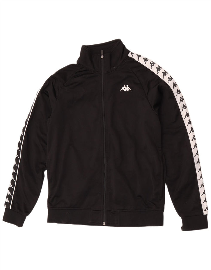 Kappa Herren-Trainingsanzugoberteil mit Grafik, groß, schwarzes Farbblock-Polyester