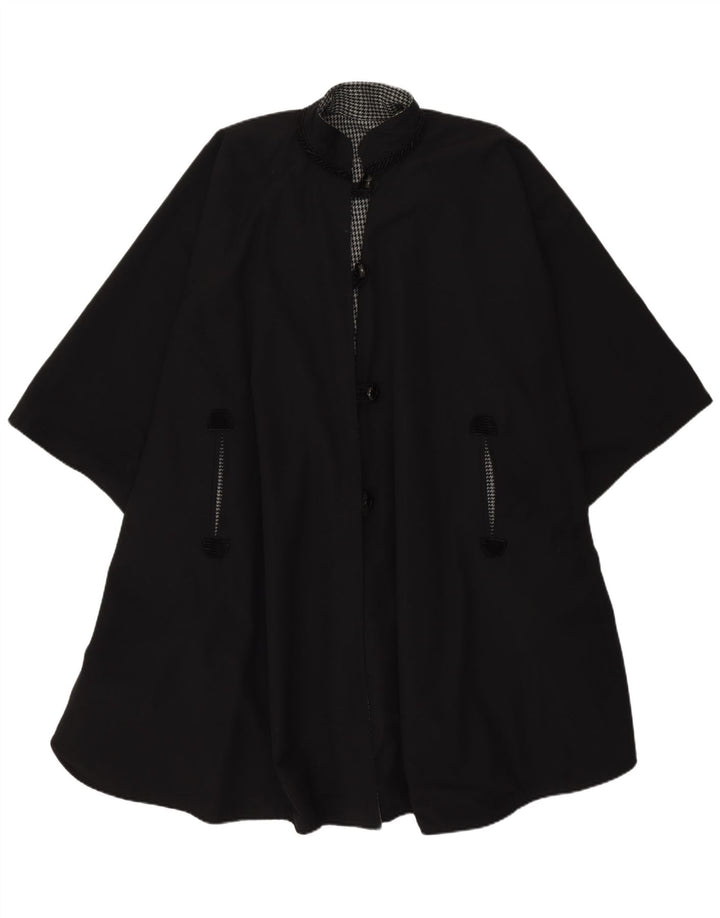 Vintage Damen Cape Mantel Einheitsgröße Schwarz Retro